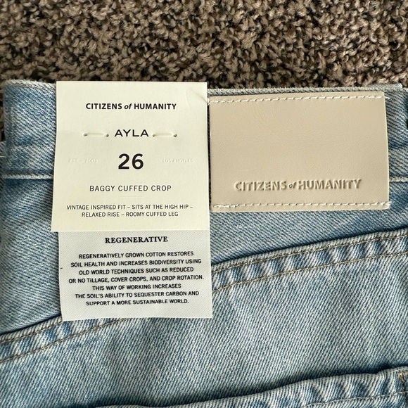 Ayla Baggy Cuffed Crop Citizens Of Humanity Denim Jeans - Picture 5 of 8